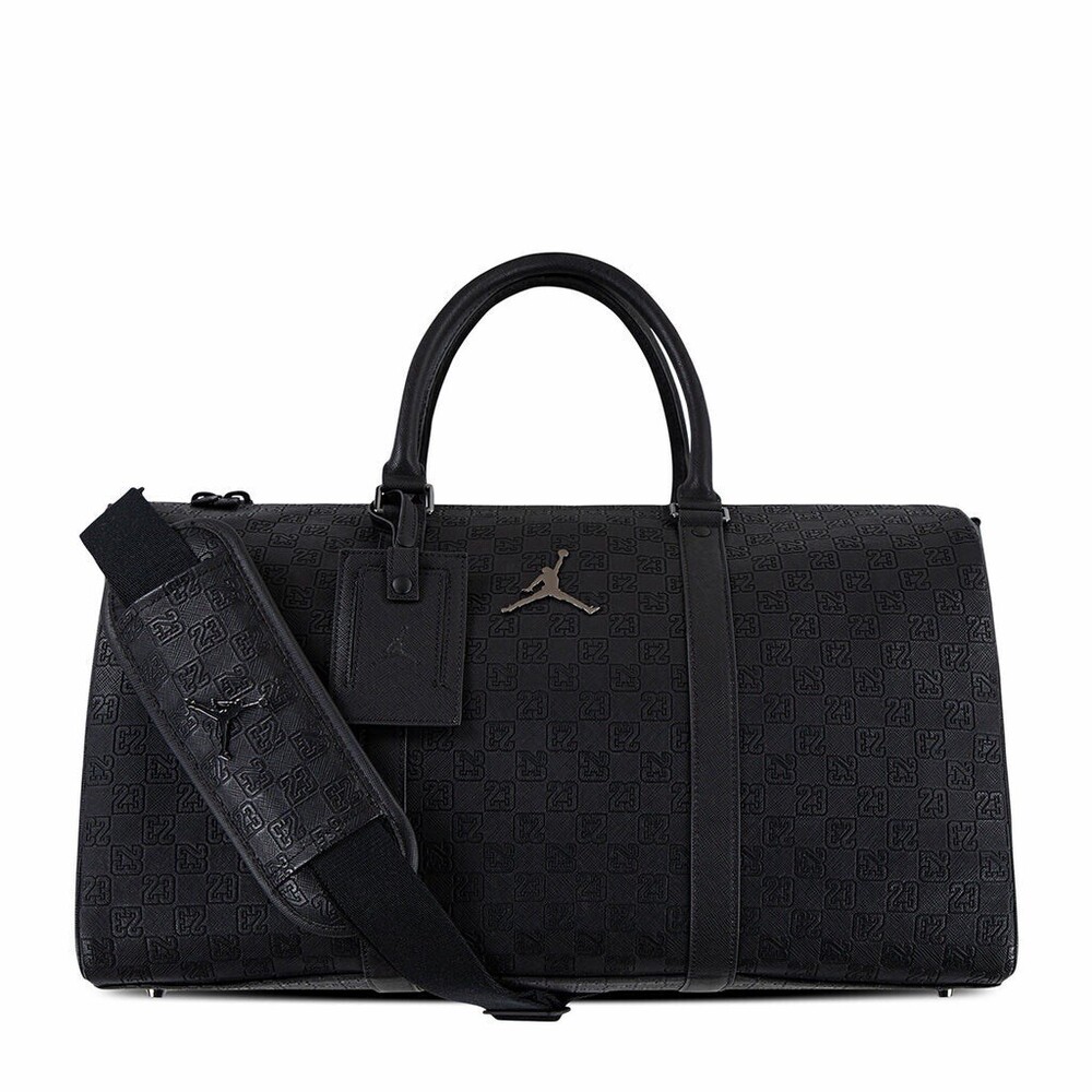Nike Air Jordan Monogram Leather Duffle Bag Black Silver MM0987-023 25L